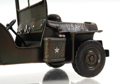 6" Army Green Metal Hand Painted Decorative Truck - Homeroots