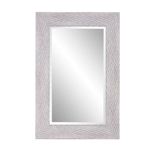 Weathered Gray Woven Faux Wood Rectangular Mirror