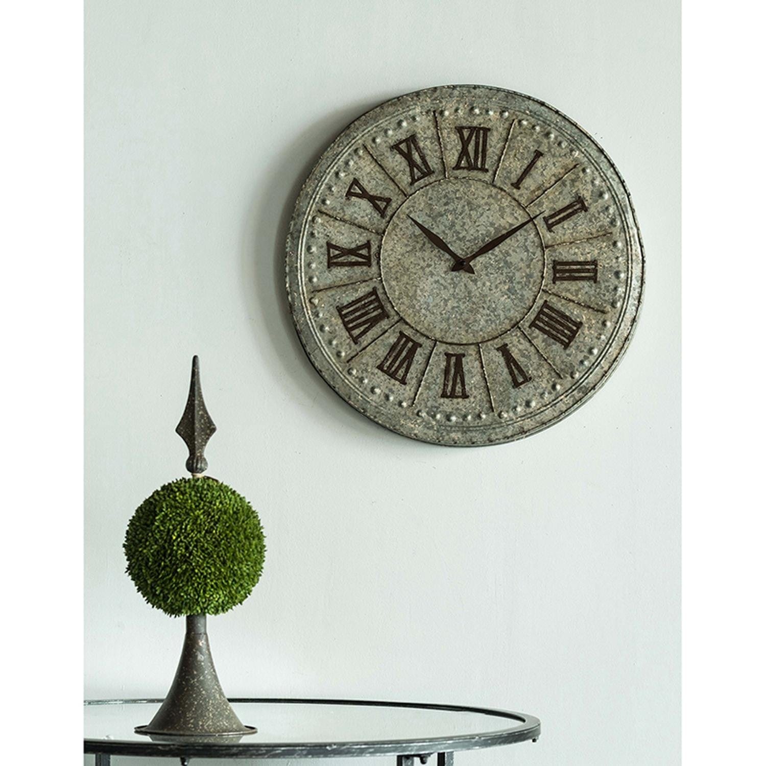 Vintage Galvanized Metal Round Wall Clock