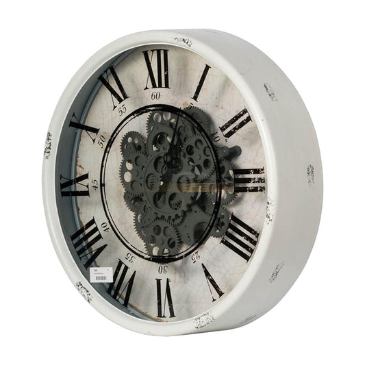 Rustic White Industrial Gear Vintage Wall Clock