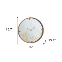 2" Round Gold And White Wood Analog Wall Clock