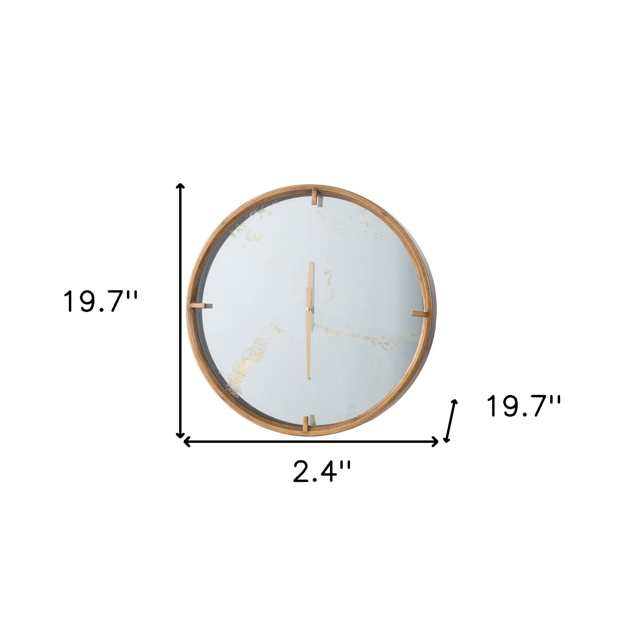 2" Round Gold Wood Analog Wall Clock