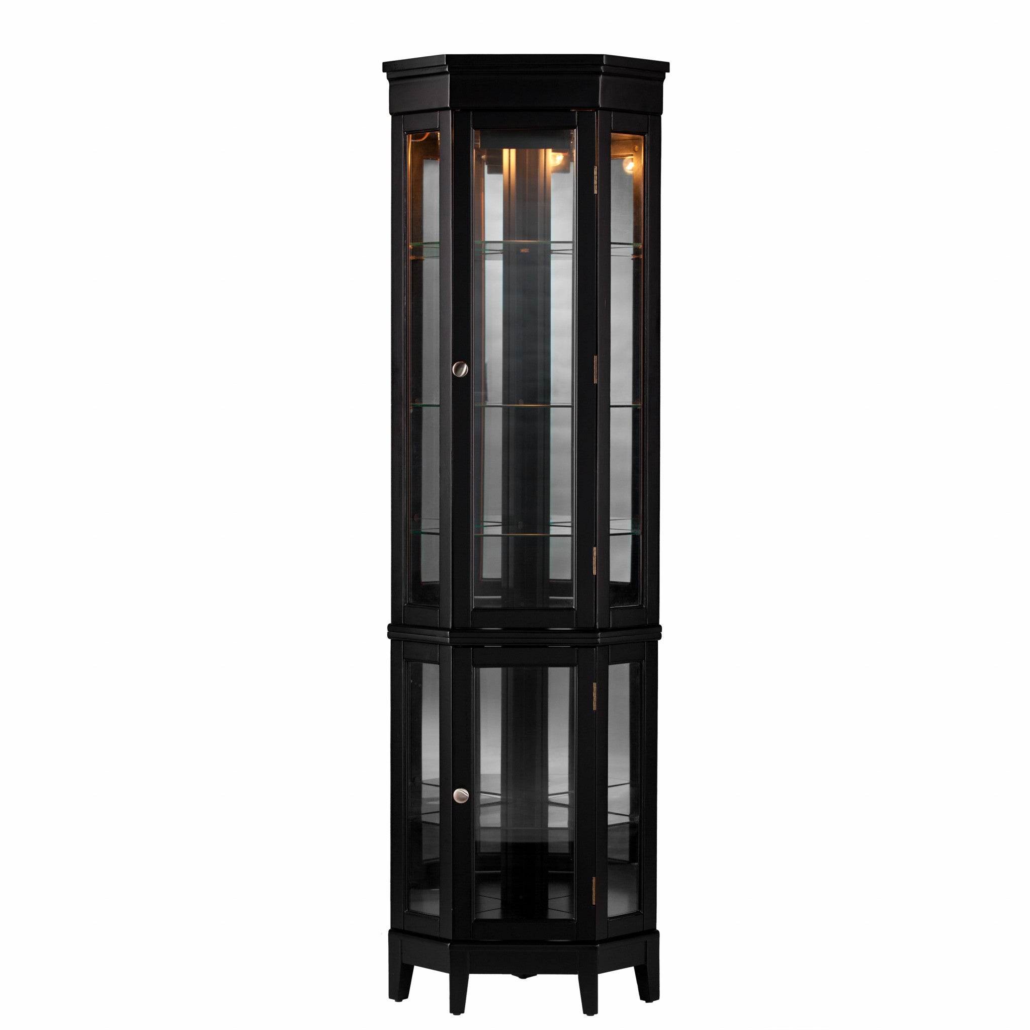 Elegant Black Lighted Curio Cabinet