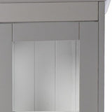 Gray Cornice Molding Curio with Glass Door