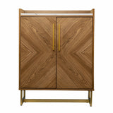 Retro Gold Natural and Faux Marble Wine Cabinet