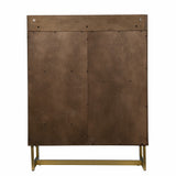 Retro Gold Natural and Faux Marble Wine Cabinet