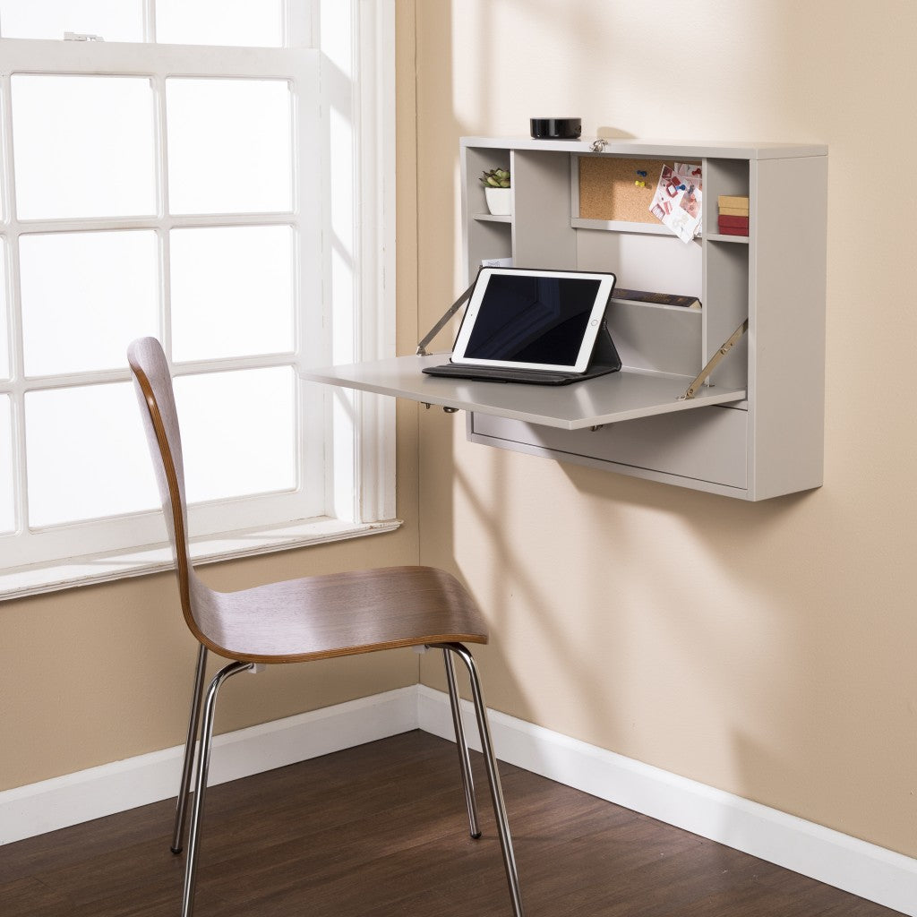 26" Gray Wall Mounted Floating Desk