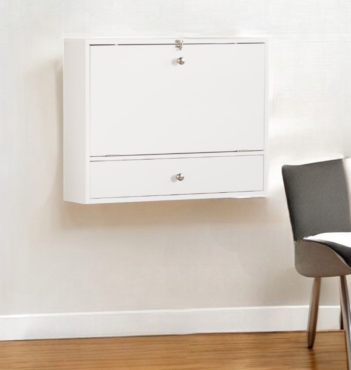 26" White Wall Mounted Floating Desk