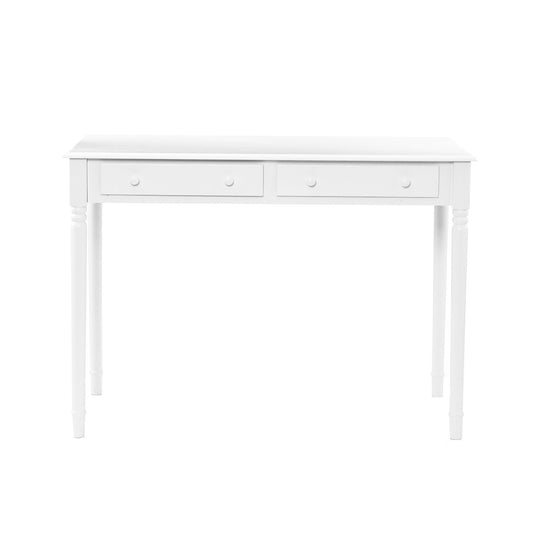 43" White Solid Wood Writing Desk With Two Drawers