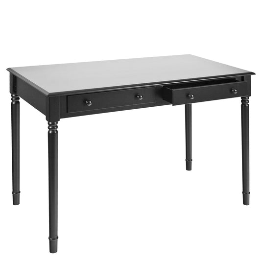 43" Black Fir Solid Wood Writing Desk With Two Drawers