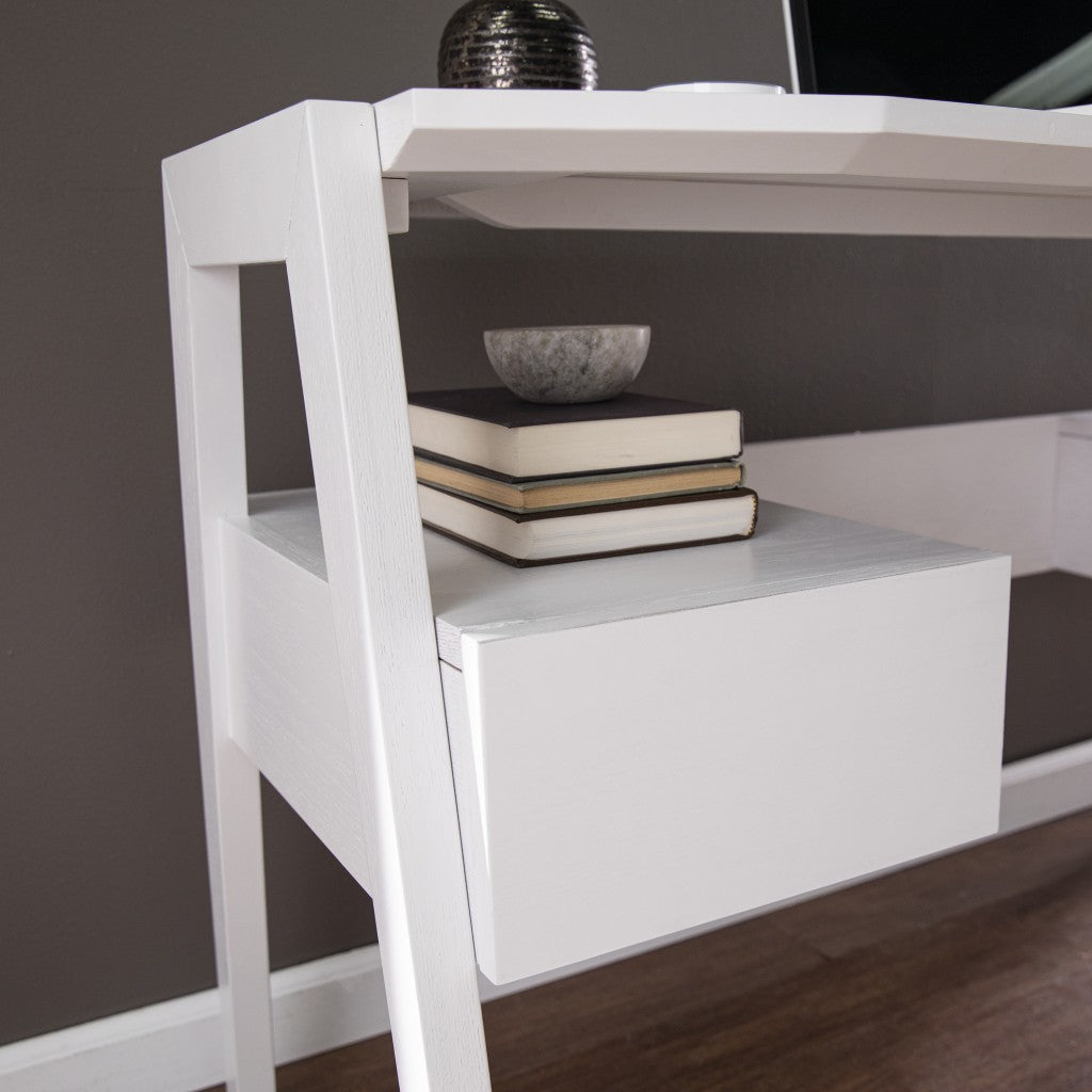 Metallic White Modern Writing Desk