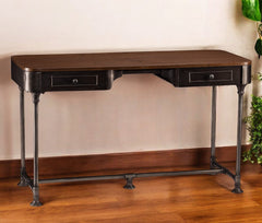 50" Brown And Silver Writing Desk With Two Drawers - Homeroots