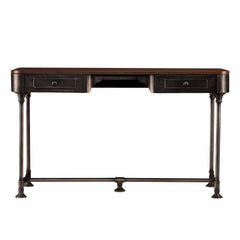 50" Brown And Silver Writing Desk With Two Drawers - Homeroots