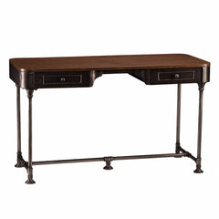 50" Brown And Silver Writing Desk With Two Drawers - Homeroots