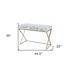 Faux Marble Writing Desk with Storage