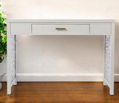 Gray Lattice Desk with Storage