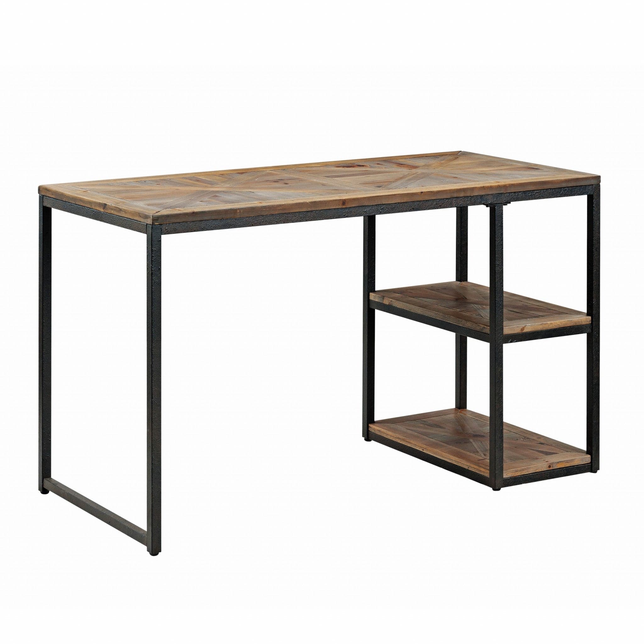 50" Brown and Black Reclaimed Wood Writing Desk - Homeroots