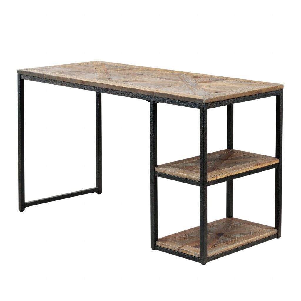 50" Brown and Black Reclaimed Wood Writing Desk - Homeroots