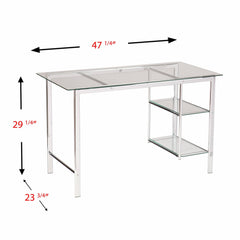 Clear and Chrome Glass Writing Desk