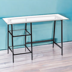 46" Clear and Black Glass Writing Desk