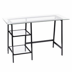 46" Clear and Black Glass Writing Desk