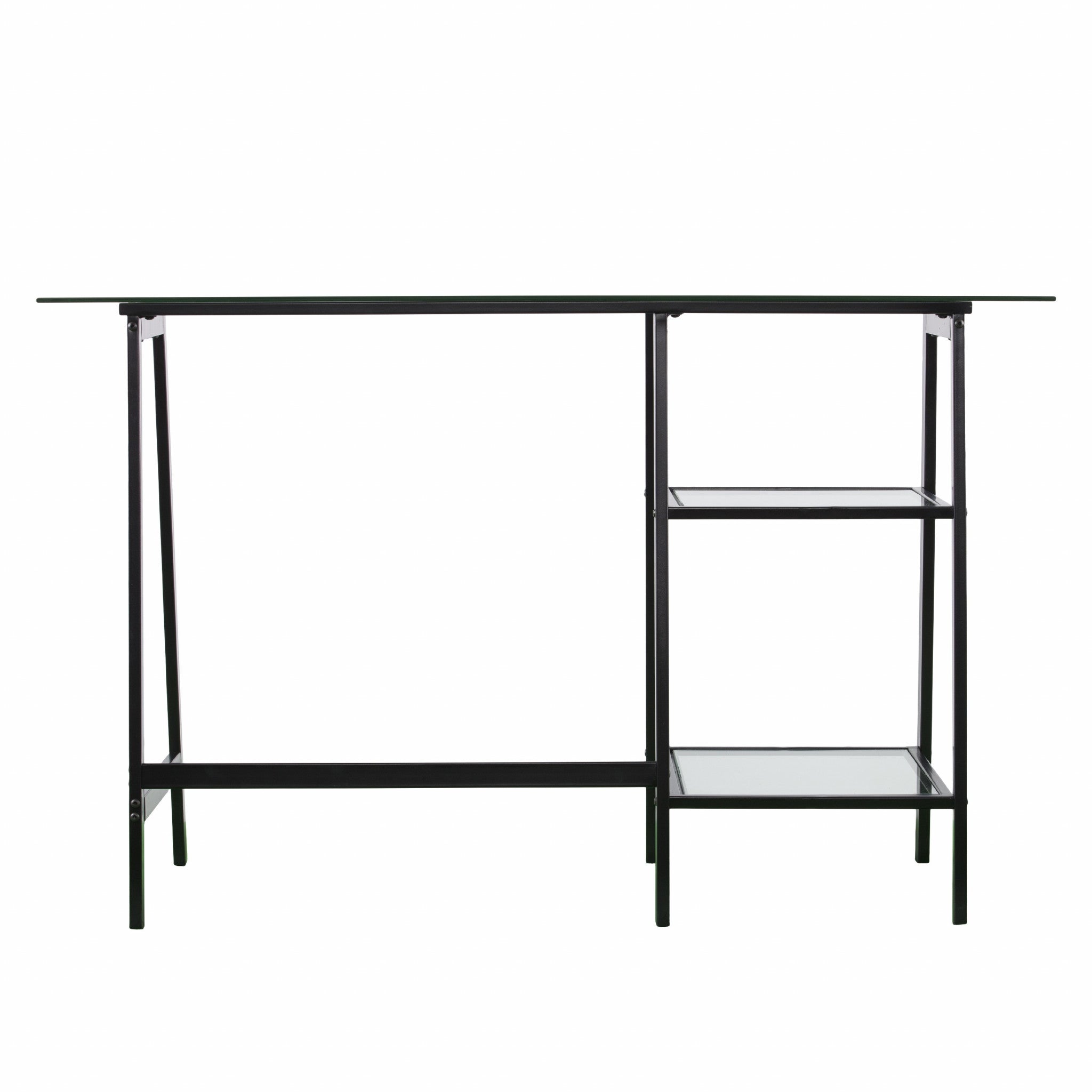 46" Clear and Black Glass Writing Desk