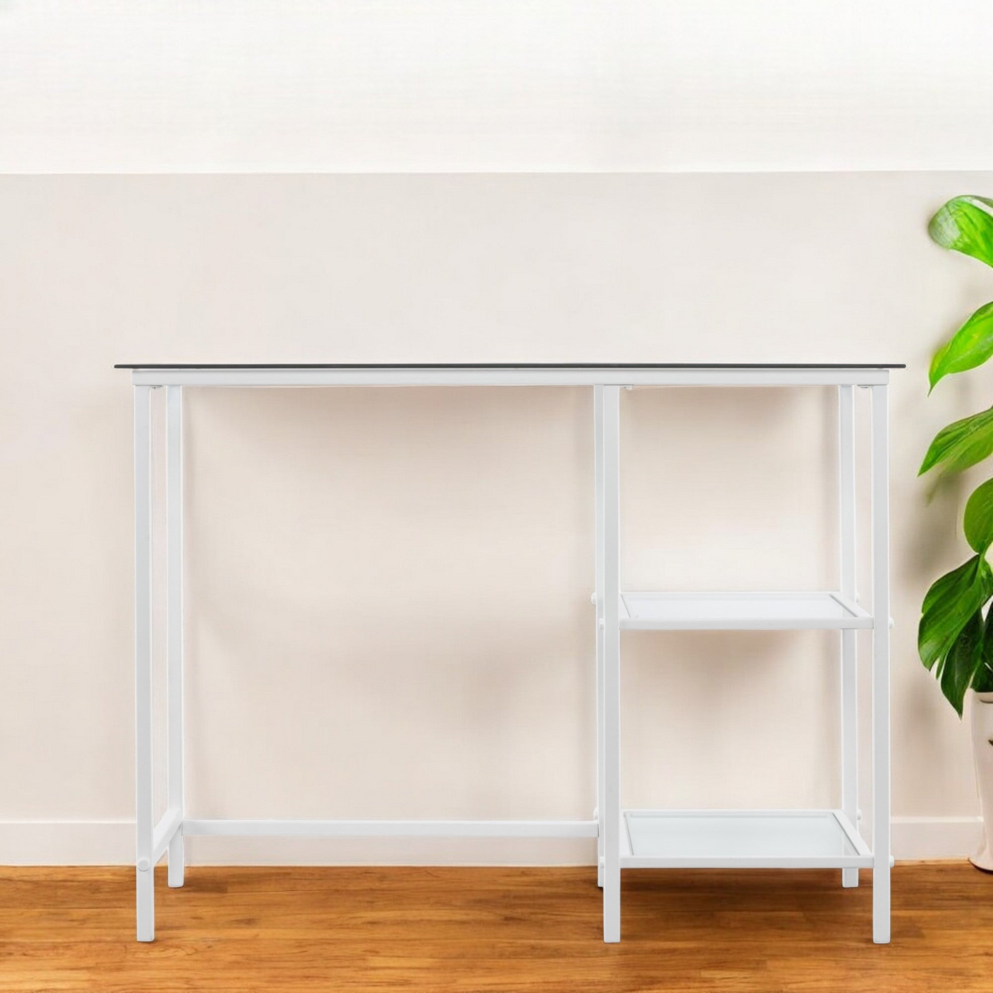 42" Clear and White Glass Writing Desk