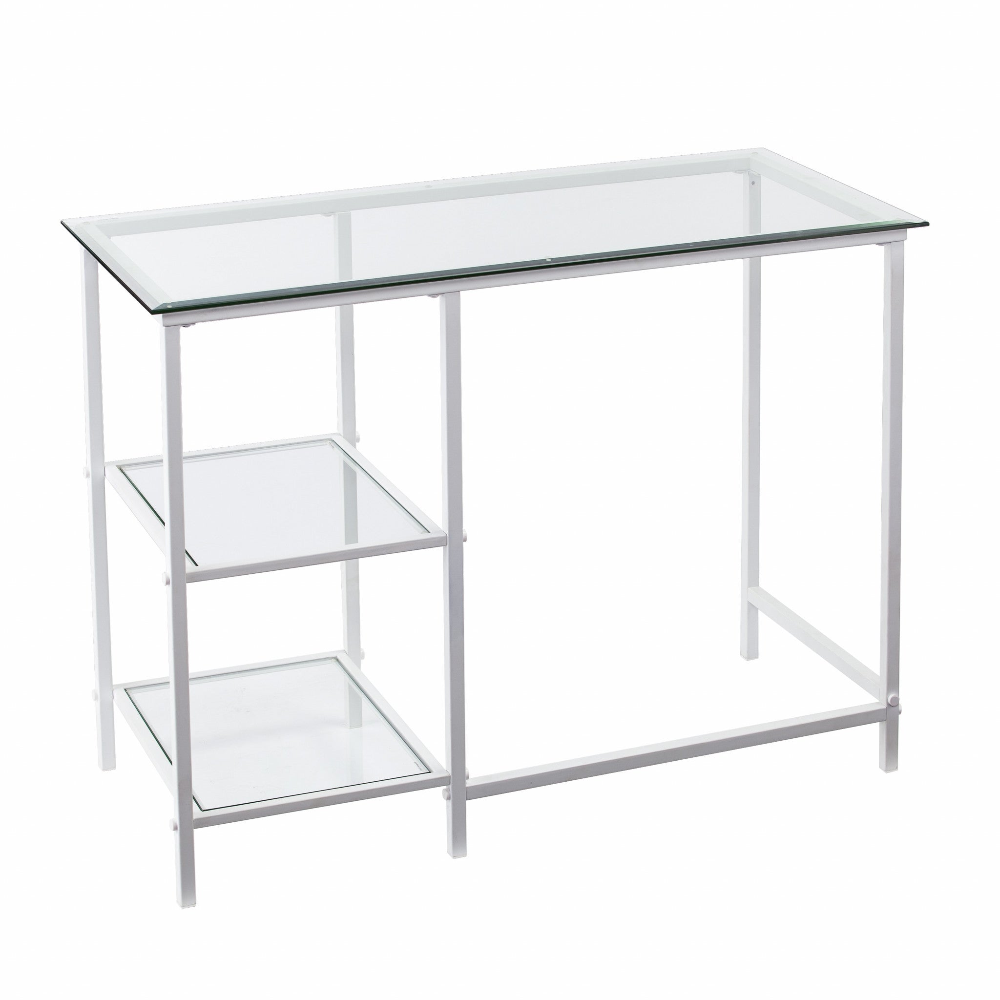 42" Clear and White Glass Writing Desk