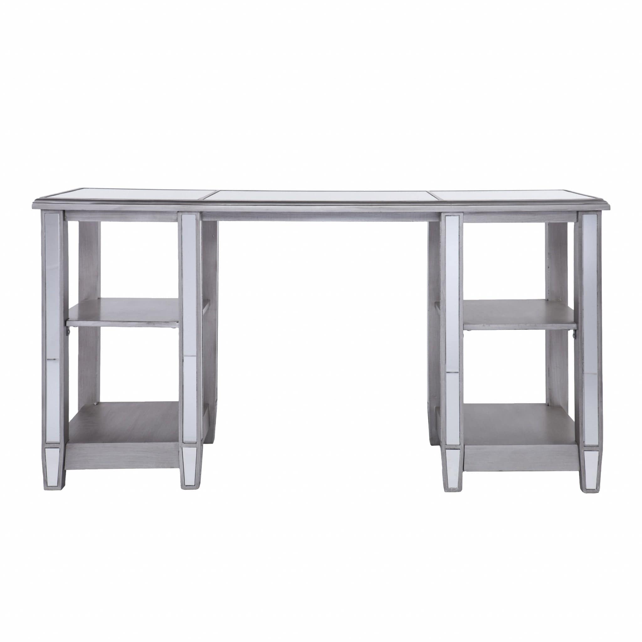 Matte Silver Mirrored Desk