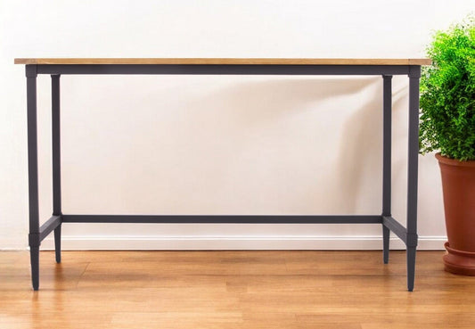 53" Natural And Black Writing Desk - Homeroots