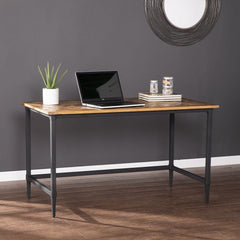 53" Natural And Black Writing Desk - Homeroots