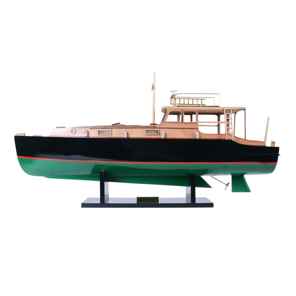 15" Black and Green 1934 Hemingway Pilar Fishing Boat Boat Hand Painted Decorative Boat - Homeroots