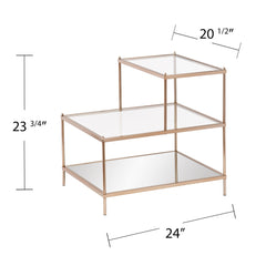 24" Gold And Clear Glass Tiered Rectangular End Table