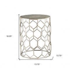 18" Antiqued Gold Honeycomb Hexagonal End Table