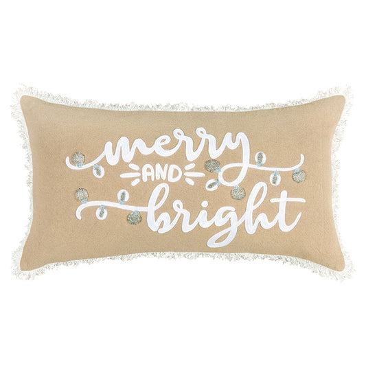 Modern Farmhouse Natural Christmas Lumbar Throw Pillow