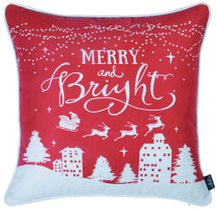 Set Of Four 18" X 18" Red Zippered Polyester Christmas Snowflakes Throw Pillow