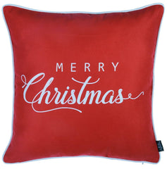 Set Of Four 18" X 18" Red Zippered Polyester Christmas Snowflakes Throw Pillow