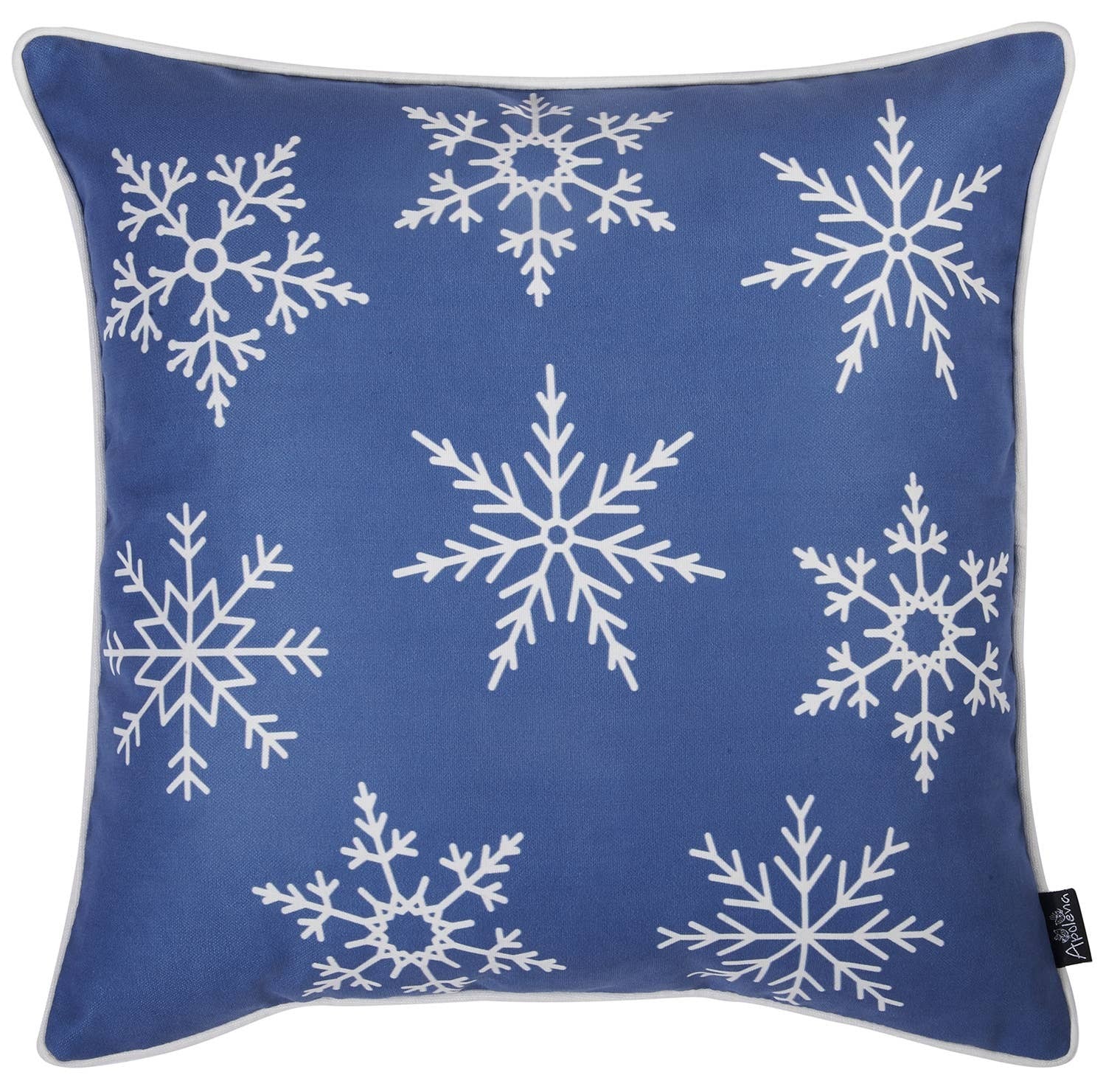 Set Of Four 18" X 18" Blue Zippered Polyester Christmas Reindeer Throw Pillow