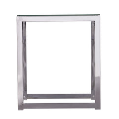 22" Chrome Glass And Iron Square End Table