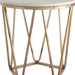 23" Champagne Manufactured Wood And Iron Round End Table