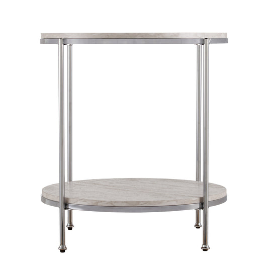 24" Chrome Manufactured Wood And Iron Rectangular End Table With Shelf