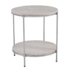 24" Chrome Manufactured Wood And Iron Rectangular End Table With Shelf