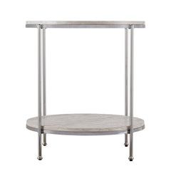 24" Chrome Manufactured Wood And Iron Rectangular End Table With Shelf