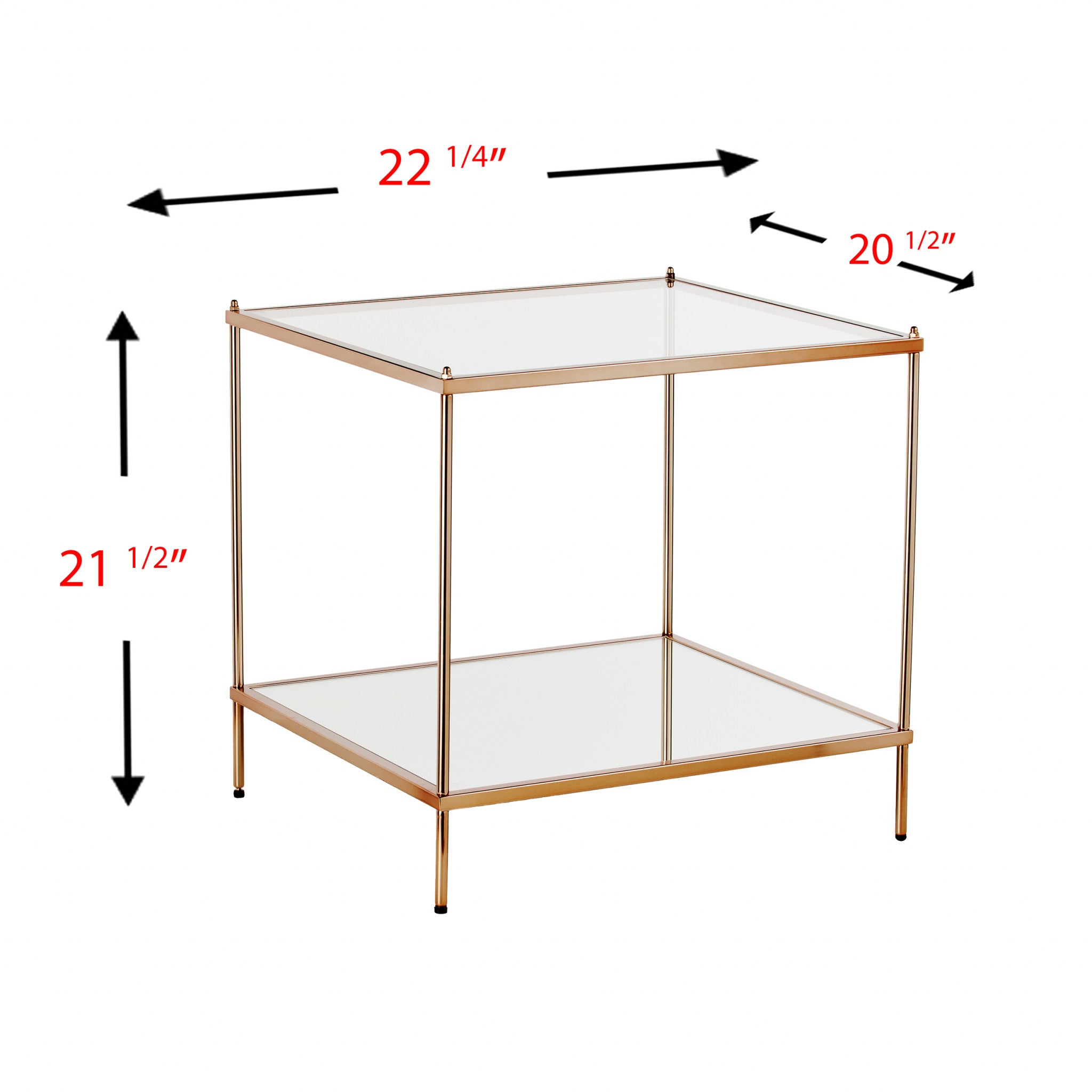 22" Gold And Clear Glass Square End Table