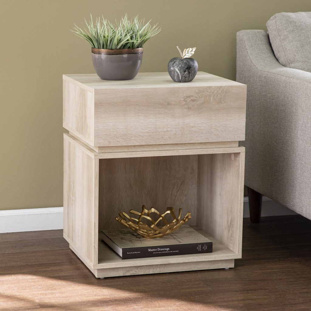 24" Brown Manufactured Wood Rectangular End Table With Drawer With Shelf