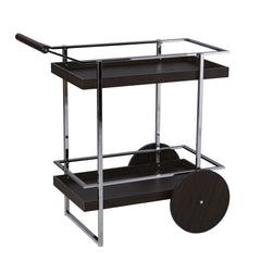 Brown and Silver Iron Rolling Bar Cart