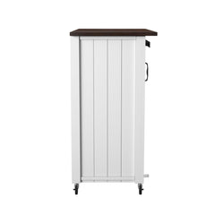 White and Brown 35" Rolling Kitchen Cart