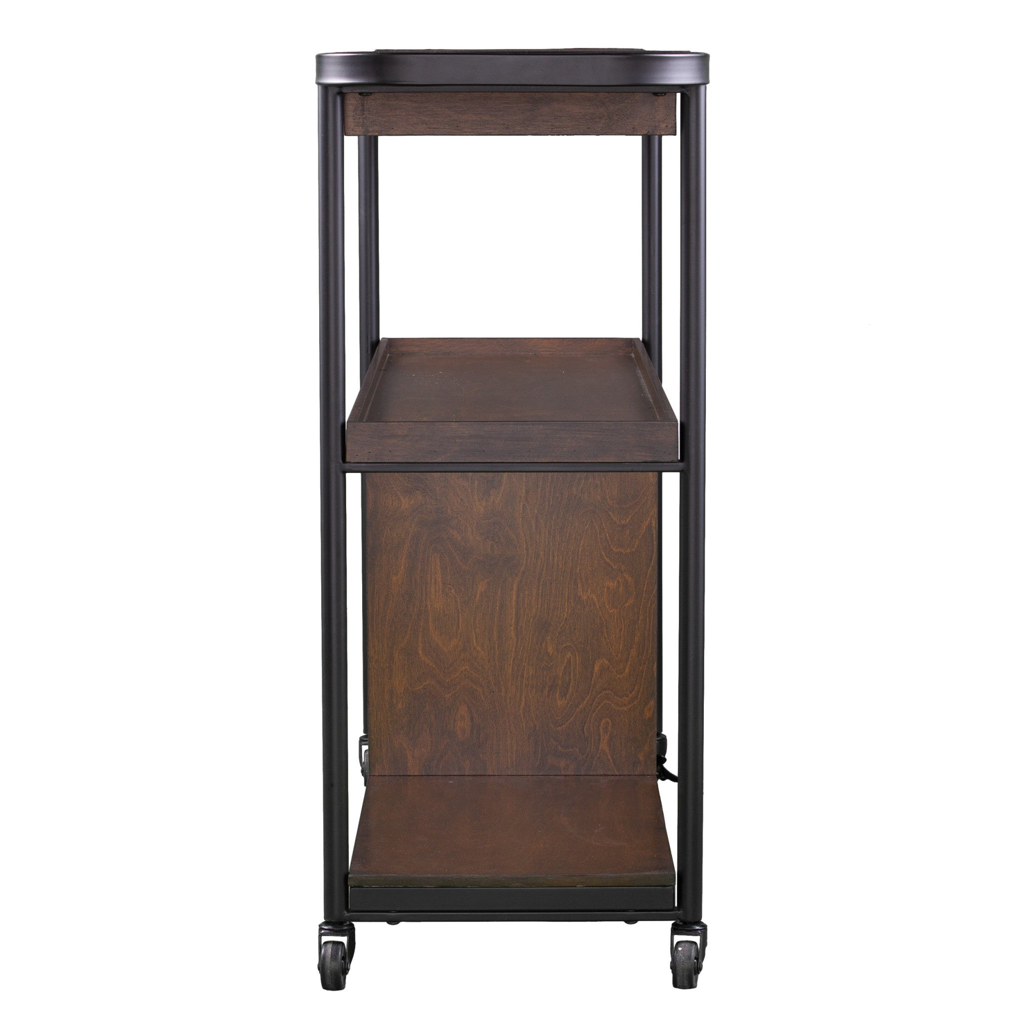 Brown Rolling Bar Cart