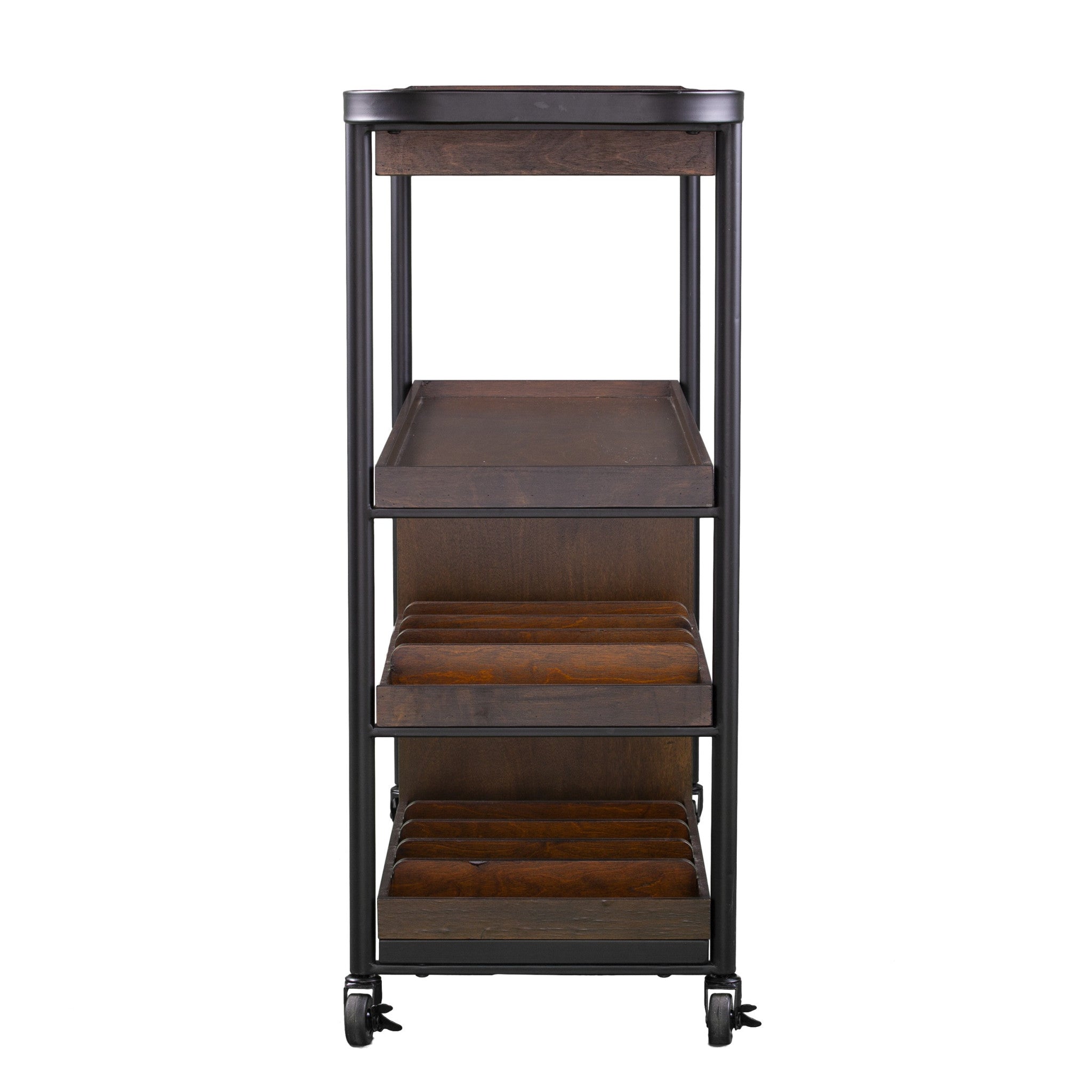 Brown Rolling Bar Cart