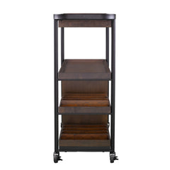 Brown Rolling Bar Cart